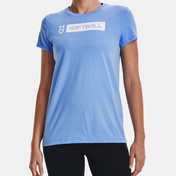 Under Armour Tops - NWT Under Armour Softball Bar Womens Short Sleeve T-Shirt L Carolina Blue-White